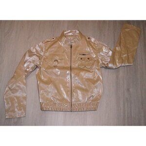 Shiny Beige Bomber Jacket